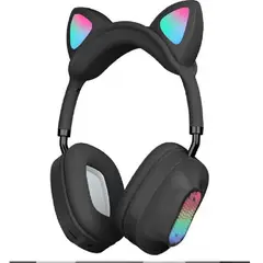 SEISA - Audifono Bluetooth Oreja Gato con Luz Led -negro