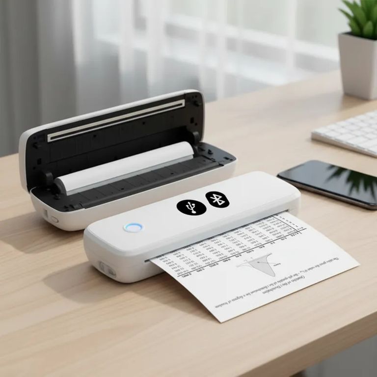 Impresora portátil térmica A4 USB Bluetooth A80 con 2 rollos 210x30mm