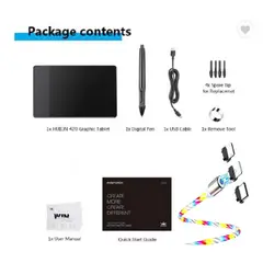 HUION - Tableta Gráfica Digital 420 + CABLE LED BLANCO