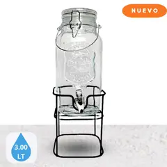 GENERICO - Dispensador de Agua con Tapa/Soporte Mason Jar 3 Lt