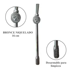 GENERICO - Bombilla Para Tomar Mate Argentina de Bronce Niquelado