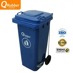 QRUBBER - Tacho de plástico (HDPE) 120 litros azul con pedal