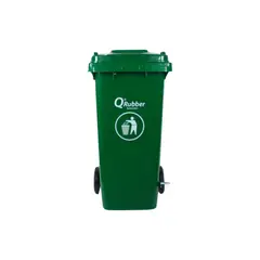 QRUBBER - Tacho de plástico (HDPE) 120 litros verde con pedal