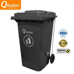 QRUBBER - Tacho de plástico de 240 litros gris con pedal - Perú