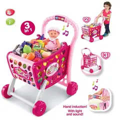 XION CHENG - Juguete 3 en 1 Coche de Compras Musical con Accesorios