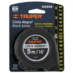 TRUPER - Wincha Cinta Métrica 5m Cinta Negra contra impacto