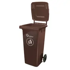 QRUBBER - Tacho de plástico (HDPE) 120 litros café
