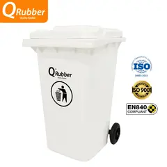 QRUBBER - Tacho de plástico (HDPE) 240 litros blanco