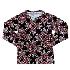 RED CARROT - Polo niña manga larga lycra negro con flores