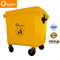 QRUBBER - Contenedor de plástico (HDPE) 1100 litros amarillo
