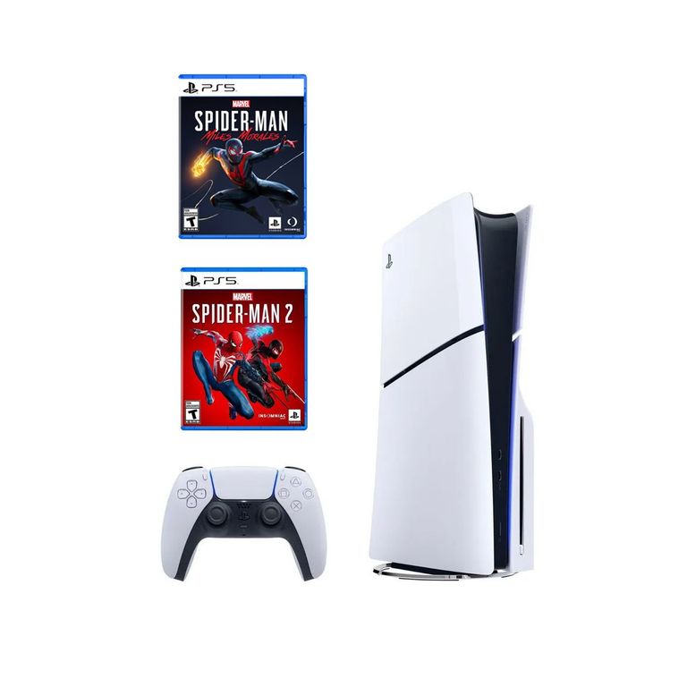 Consola Ps5 Slim Lector de Discos+ Spiderman Miles Morales+Spiderman 2