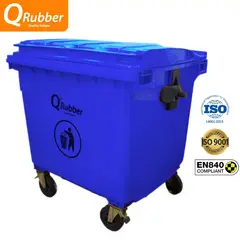 QRUBBER - Contenedor de plástico (HDPE) 1100 litros azul