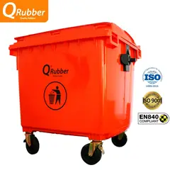 QRUBBER - Contenedor de plástico (HDPE) 1100 litros rojo
