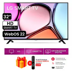 LG - Televisor 32 Pulg. LED Smart TV HD con ThinQ AI 32LQ600BPSA + Control Inteligente MAGIC