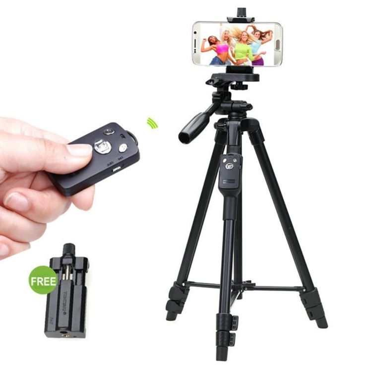 Tripode Para Celular Camara Profesional Aluminio Negro 125cm Bluetooth