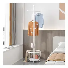 GRETAIL - Perchero Colgador Organizador Ropa Elegante Con Ruedas y Canastilla B