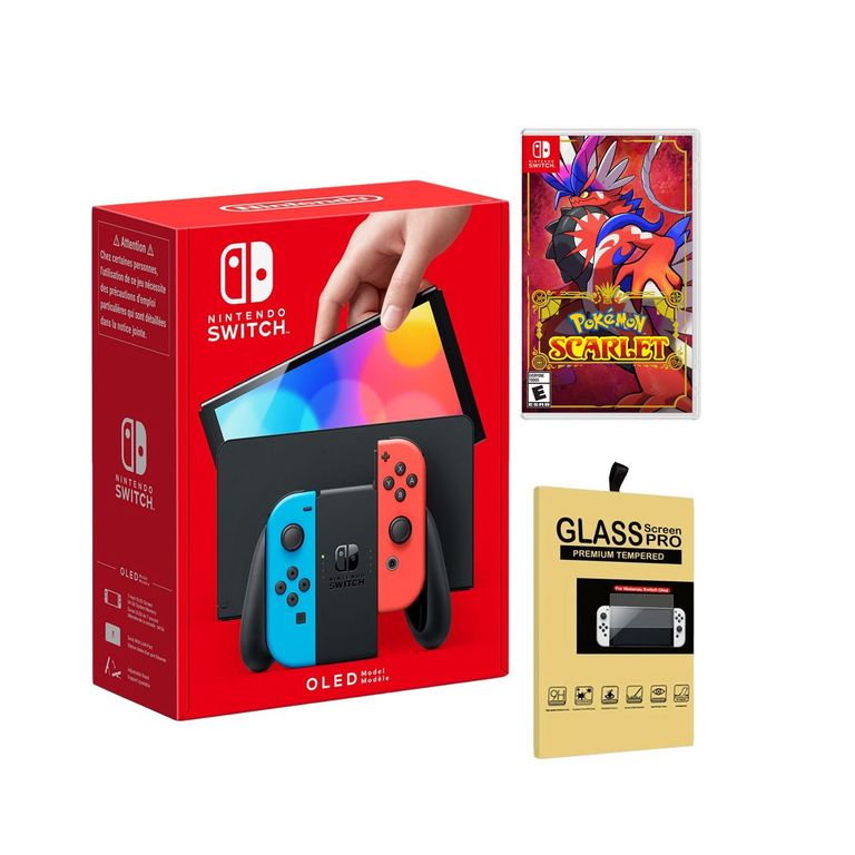 Consola Switch Oled Neon + Pokemon Scarlet + Mica