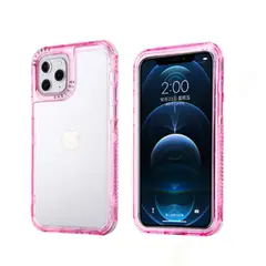 CASE - 3 En 1 Con Borde de Color Para Iphone 13 - Rosa