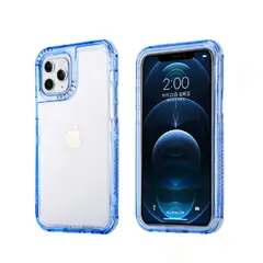 CASE - 3 En 1 Con Borde de Color Para Iphone 13 - Azul