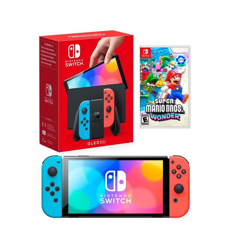 Consola Switch Oled Neon + Mario Wonder