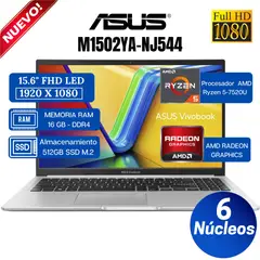 ASUS - Laptop Vivobook M1502YA-NJ544 15.6" FHD, AMD Ryzen 5-7430U, Ram 16GB, SSD 512GB, Free Dos