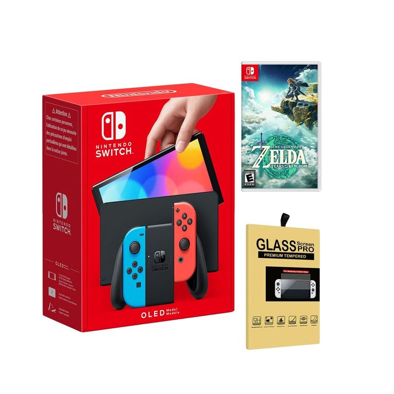 Consola Switch Oled Neon + Tears of the Kingdom + Mica
