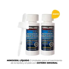 KIRKLAND - Minoxidil 5% más Gotero para barba y cabello - 02 Unidades