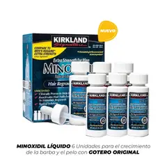 KIRKLAND - Minoxidil 5% más Gotero para barba y cabello - 06 Unidades