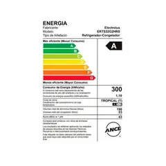 ELECTROLUX - REFRIGERADORA TOP MOUNT NO FROST 251LT ERTS32G2HRS