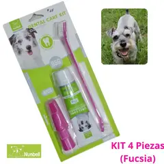 GENERICO - PASTA DENTAL PARA PERROS Y MASCOTAS KIT-4 NUNBELL FUCSIA