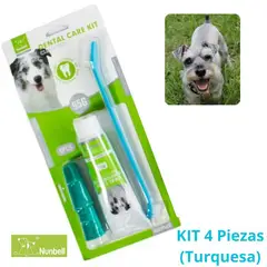 GENERICO - KIT CEPILLO DE DIENTES+PASTA DENTAL PERROS Y MASCOTAS CELEST