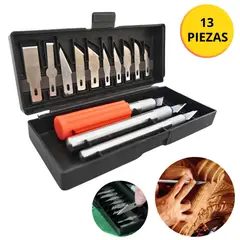 UYUSTOOLS - Juego cutter precisión cuchilla exacto tipo bisturí 13piezas