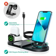 GENERICO - Base Cargador Inalambrico Android IOS Carga de 15W Telefono Audifono