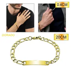 GENERICO - Pulsera para hombre Esclava Dorado de acero Brazalete Color Oro