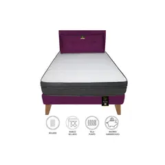 BARAKA HOME - Dormitorio Turin Slim 1.5 Plz + Cabecera + Cojín - Purpura