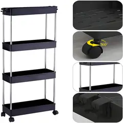 ELMEJORPRECIO - Organizador De Baño Lavandería De 4 Niveles Delgado Negro