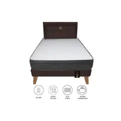 BARAKA HOME - Dormitorio Turin Slim 2 Plz + Cabecera + Cojín - Chocolate