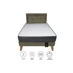 BARAKA HOME - Dormitorio Turin Slim 2 Plz + Cabecera + Cojín - Beige Oscuro