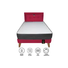 BARAKA HOME - Dormitorio Turin Slim 2 Plz + Cabecera + Cojín - Rojo