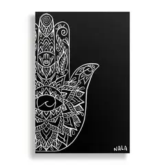 KUSTOMIT - Cuadro Decorativo Aluminio 20x30 - Mano de hamsa - negro