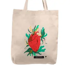 KUSTOMIT - Bolso Tela Tote Bag Cartera Playa - Corazon que florece