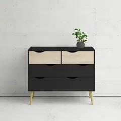 TU MESITA - Aparador Vintage Elda 4 Cajones NegroDuna