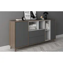 TU MESITA - Aparador Moderno Ignacio 160cm Marrón Negro y Blanco