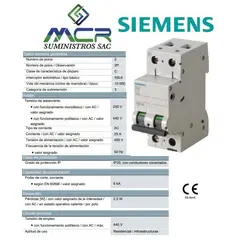 SIEMENS - INTERRUPTOR TERMOMAGNETICO 2X25 A 400V 2P 25A