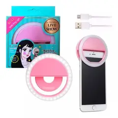GENERICO - Mini Aro Selfie Anillo Luz Led con Clip para Celular Rosado