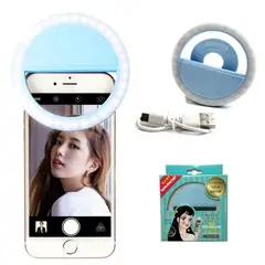 GENERICO - Mini Aro Selfie Anillo Luz Led con Clip para Celular Celeste