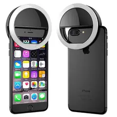 GENERICO - Mini Aro Selfie Anillo Luz Led con Clip para Celular Negro