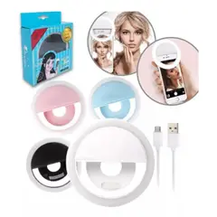 GENERICO - Mini Aro Selfie Anillo Luz Led con Clip para Celular Blanco