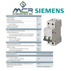 SIEMENS - INTERRUPTOR TERMOMAGNETICO 2X20 A 415V 2P 20A INDUSTRIAL