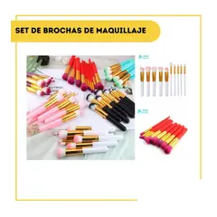 GENERICO - SET DE 10 BROCHAS PARA MAQUILLAJE BLANCO